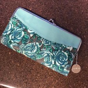 Green floral wallet